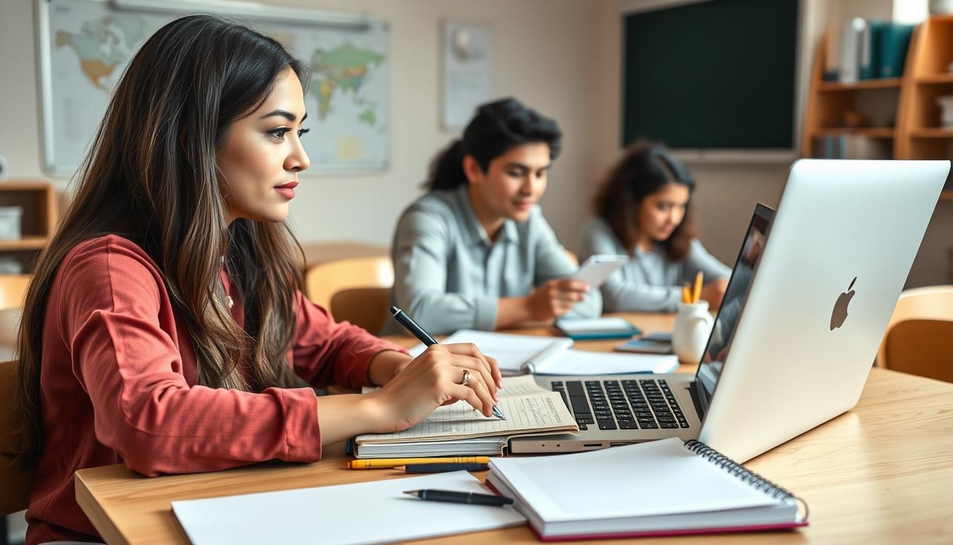 Students working in research laboratory