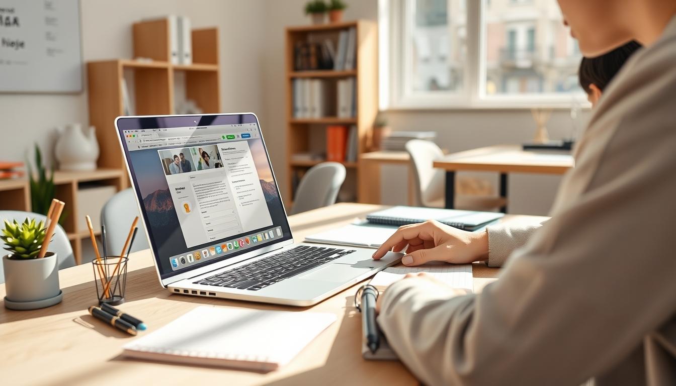 Student using learning strategies while studying